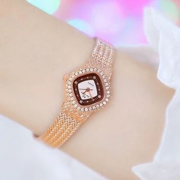 Novi ženski sat sa japanskim mehanizmom od ružičastog zlata, luksuzne modne ženski ručni sat-narukvica, sat sa dijamantima, ženske Reloj Mujer