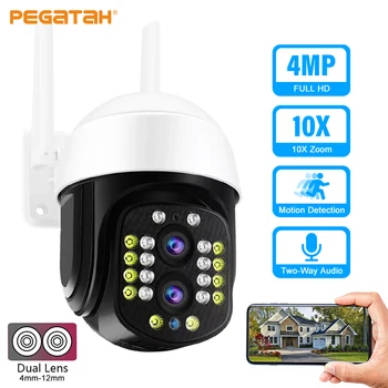 PEGATAH 4MP WiFi Skladište Sigurnosti 4K S Dvije Leće PTZ Kamere 10x Zoom AI Otkrivanje Osoba Dvosmjerna Audio Nadzorne