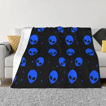 Plavi i crni deke sa znanstveno-fantastičnim uzorkom инопланетянина, živo soft фланелевое prekrivač za kauč, kućni posteljina