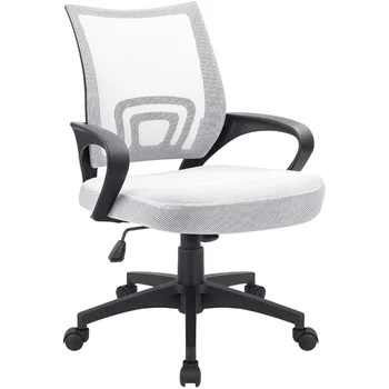 Podesivo uredske stolice sa srednjim naslonom za leđa, сетчатое okretni stol stolica s naslonima za ruke, bijelo