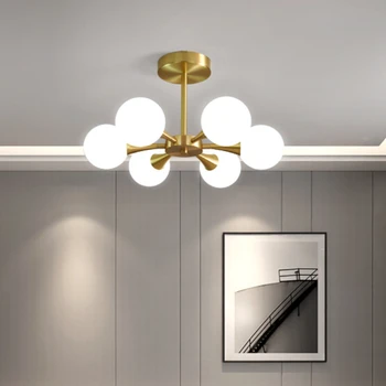 Potpuno bakar stropna svjetiljka u skandinavskom stilu, rasvjeta u glavnoj spavaćoj sobi, jednostavan moderna svjetiljka, podrška Tmall Xiaoai, inteligentno glasovno upravljanje