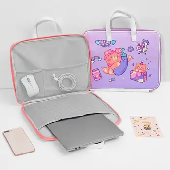 Praktičan torbica za laptop, zatvarač, umjetna koža, bijela olovka, slatka torbu za laptop, zaštita od ogrebotina, torba za računalo za osobnu uporabu