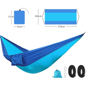 Prijenosna mreža za spavanje za 2 osobe, ljuljačka od padobrana tkanina, rotirajući krevet za putovanja, lovački rotirajući krevet, izdržljiv 270x140 cm