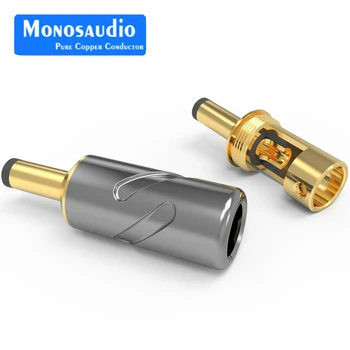 Priključak Monosaudio MDC21G Jack DC 5,5 /2,1 mm Pozlaćeni Ø8 mm Priključci za kabele dc vrhunske kvalitete za аудиофильских aplikacija