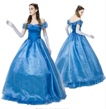 Raskošne kostime princeza Pepeljuga za odrasle, маскарадное haljina za priče za laku Noć vještica, loptu haljina, plava haljina princeze