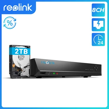 [Reciklirana 8-kanalni dvr] Reolink 8-kanalni video snimač za ip kamere Reolink 4MP/5MP/4K/12MP P2P 24/7 H. 265 video recorder 2 TB HDD RLN8-410 NVR