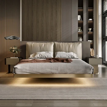 Rotirajući kožni krevet, минималистичная moderna spavaća soba za mali stan, mekan ruksak, obostrane krevet, poprečni rotirajući krevet