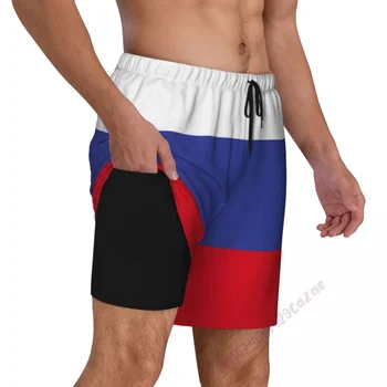 Rusija, zastava Rusije, 3D gospodo taljenje s компрессионной postavom, 2 u 1, быстросохнущие ljetne kratke hlače za jedrenje s džepovima