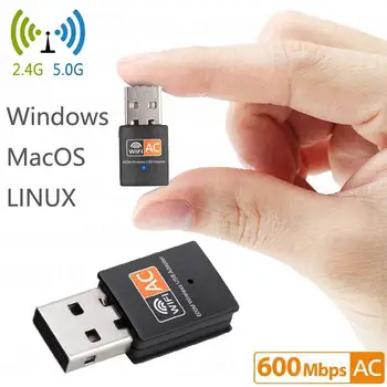 RYRA 600 Mb/s USB WiFi adapter Mini Bežična mrežna kartica AC dual-band 2,4 G/5.G USB Wifi prijemnik