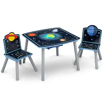 Set drvenih stolova i stolica Space Adventures za djecu s prostorom za pohranu