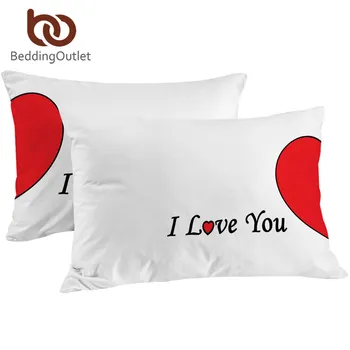 Set posteljine od 2 jastuk pokriva LOVE Slatka, Jastučnica s Crvenim Сердечком, Super Soft Jastučnicu za Vjenčani poklon za Valentinovo