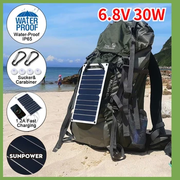 Solarni панелиsolar Panel 30 W s USB Vodootporne pješačkih i кемпинговая prijenosna baterija za punjenje mobilnog telefona 6,8 U