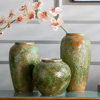 Stakleno keramička vaza Цзиндэчжэнь, ukras dnevnog boravka i spavaće sobe u пасторальном stilu, oprema za dom, uređenje cvjetne vaze