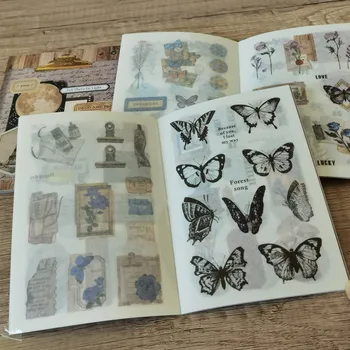 Starinski materijal s leptir i cvijet, proizvodnja naljepnica, knjiga za scrapbooking, dnevnik, kolaž, ukras za vođenje nepotrebnih časopisa, tiskanice