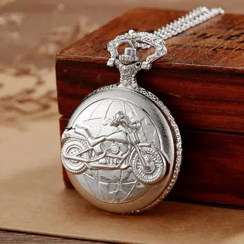 Steampunk Antičke kvarc džepni sat s urezima na motociklu za muškarce i žene, ogrlica, lanac, džepni satovi, s брелоком, najbolji poklon 2023