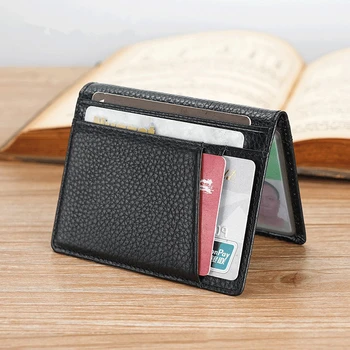 Super tanka mekana novčanik od prave kože, mini-držač za kreditne kartice, novčanik, tanke male torbe za karte za žene, muška omot za vozačku dozvolu