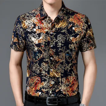 Svakodnevne košulje od 80% svile u havajskom stilu, muške košulje kratkih rukava s obje strane, kineski nacionalni cvijet 2023, plaža ljetna odjeća