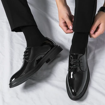 Talijanski modeliranje cipele, kožne modne muške cipele s oštrim vrhom, gospodo službeni office shoes 2023, proljeće college, luksuzni slr cipele-oxfords