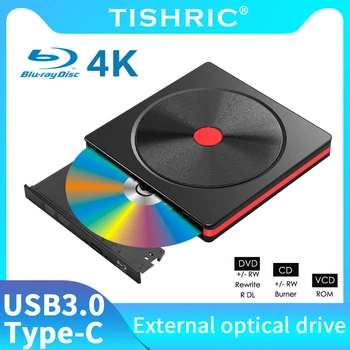 TISHRIC POP-up Bežični Vanjski uređaj DVD-RW, HDD i ODD USB 3.0 Type C kabel CD-a DVD-Čitač CD-a DVD-Pogon za Laptop Desktop PC