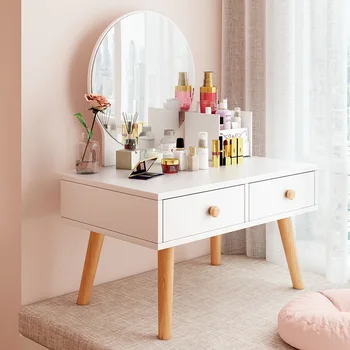 Toaletni stol s эркером Ins Wind za malu kućnu spavaće sobe u skandinavskom stilu, stol za šminkanje, izgrađen-in ormar, jednostavan stolić za šminkanje