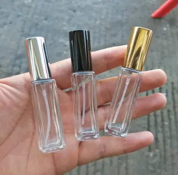 Transparentan prijenosni staklena boca-raspršivač parfema 10 ml, 20 ml, prazne kozmetički spremnici s pištoljem, zlatno-srebrna kapa, bočica za mirise SN
