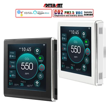 TUYA WIFI Ndir Senzora CO2, VOC PM2.5 Kontrola kvalitete zraka za 0-10 v, suhe kontakta, AC Podešavanje temperature ventilatora/Ventila, Određivanje vlage