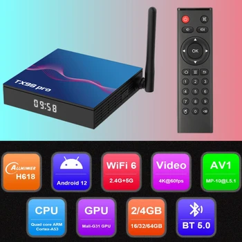 TX98 PRO pojedinca ili kućanstva H618 4G/64G Android 12,0 4k HD 2,4 G/5G dual-band WIFI6 + BT5 Smart Tv Box media player Netflix, Youtube