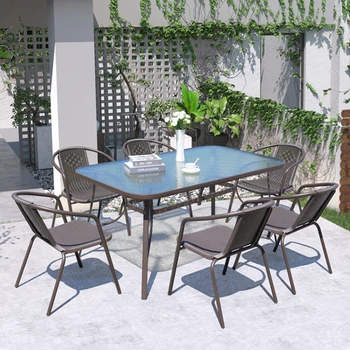 Ulični stol i stolice na balkonu, vrt od ratana, vodootporna zaštita od sunca, stolić, postavlja vrtnog namještaja Tuinmeubelen WK50HY