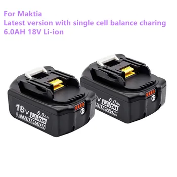Uložak litij-ionska baterija Makita 18V 6Ah punjiva s led indikator punjenja za električne alate LXT BL1860B BL1860