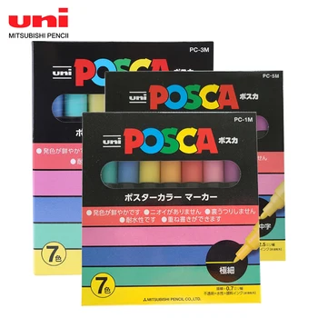 UNI POSCA markeri rotuladores plumones set od 7 boja za animaciju/poster, reklamne olovke za crtanje grafita PC-1M PC-3M PC-5M