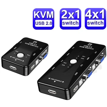 USB 2/4-Port KVM Switch USB 2.0 A Type-B VGA Priključak-Razdjelnik za PC, Printer, Tipkovnica, Miš, Monitor, Uredski Pribor