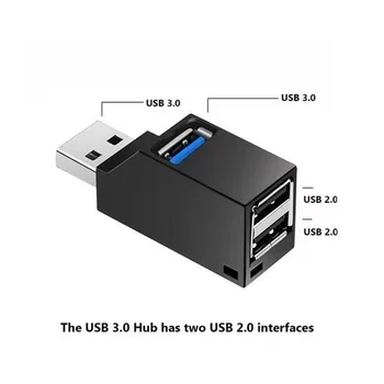 USB 3.0 HUB Produžni Adapter Mini-Razdjelnik Kutija 3 Porta za PC, Laptop, Mobilni Telefon Brzi Čitač U Diskove, Bijela