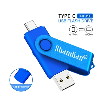 USB flash drive TYPE-C 64 GB high-speed flash-drive 32 GB zaokretni kartica Besplatan custom logo Plava, flash drive za mobilni telefon
