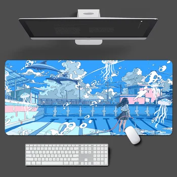 Velika gaming podloga za miša ichigoame anime djevojka stolni mat plava slatka pozadina podloga za miša i tipkovnicu uredski stol mat računalna oprema