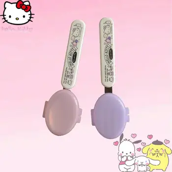 Vilica-žlica Hello Kitty, anime Sanrios, prijenosni štapići za jelo, zaštitna torbica, dječje posuđe Kawaii, kuhinja potrošačke slatki poklon