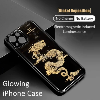 Visokokvalitetna led luminiscencije, uzrokovane elektromagnetskim zračenjem, stražnji poklopac od smole s uzorkom никелевого prskanje za iPhone 13 14 Pro Max torbica