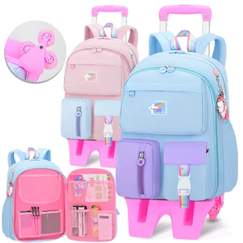 Vodootporan dječji školski ruksak na 6 kotača, udaljiti djecu školske torbe za djevojčice, dječje kolica, školski ruksak, torbe, torbe za knjige