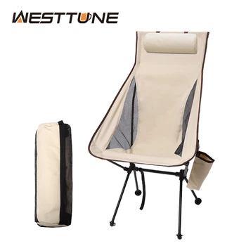 Westtune Prijenosni sklopivi stolac za kampiranje s naslona za glavu Pluća turističke stolice od aluminijske legure Stolica za ribolov garniturom za sjedenje