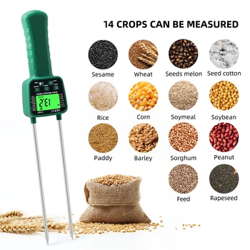 YY-1011 Digitalni tester vlažnosti zrna, mjerač vlage 14 zrna za pšenicu, kukuruz, ječam, stočna hrana, soja, sjemenke i kikiriki, pamuk