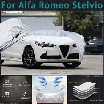 Za Alfa Romeo Stelvio 210T Vodootporan Pun auto sjedalo Vanjska zaštita od Sunca, uv zračenja, Prašine, Kiše, Snijega, Zaštitna torba za Auto