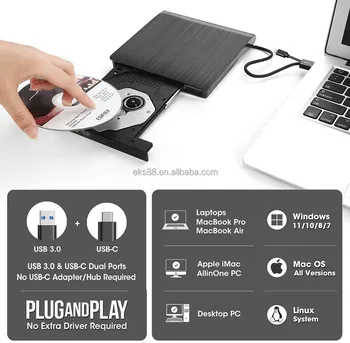 Za Apple MacBook 2022 M2 Air 13,6 A2681 Vanjski disk za snimanje USB3.0 DVD Playeri 3D Tanki Optički pogon Za Snimanje CD/DVD