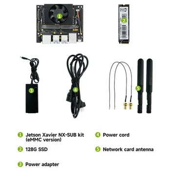 Za Jetson Xavier NX AI Development Board Komplet + 8 GB Glavni odbor + Ventilator + Mrežna kartica + 128 G SSD + USB Kabel + Power US
