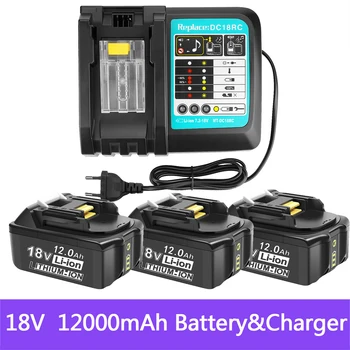 Za Makita 18 12000 mah Punjive Snaga Alati Baterija s LED Litij-ionska Zamjena LXT BL1860B BL1860 BL1850 + 3A Punjač