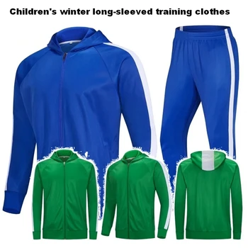 Zimske dječje sportske majice trening majice dugih rukava nogometne dresove integrirani sportski casual odijelo sa dugim rukavima crne boje