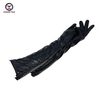 Zimske tople rukavice s dugim rukavima, ženske rukavice, prirodna koža, kožuh, kašmir, ženske rukavice, rukavice s mnoštvom zakovice, gumbi