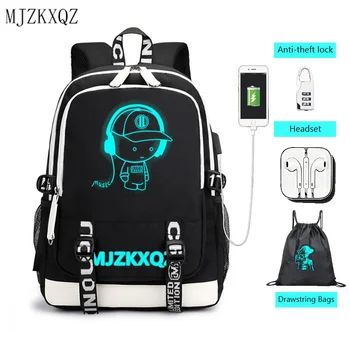 zkxqz Music sjajni USB priključak za punjenje slušalice Školske torbe Ruksak ruksak za prijenosno računalo školski ruksak anime ruksak