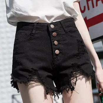 Ženske kratke hlače, traperice s džep na struk, kratke hlače za žene, čupav isprani, visoka širina, ljetni dizajn za ulice, XL, korejski stil