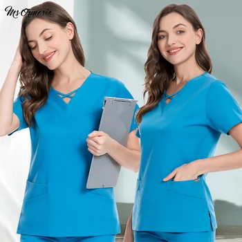 Ženske uniforme medicinske sestre, kirurški scrubs, majice, košulje za liječnike, radna bluza za salon za uljepšavanje, zaštitne jakne za salmon arm u klinici