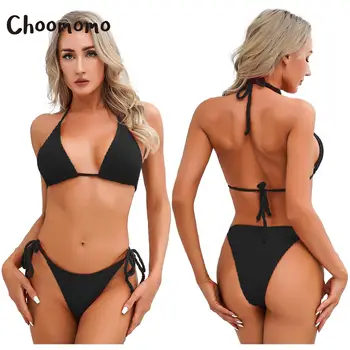 Ženski kupaći kostim bikini od dva dijela, однотонный grudnjak na бретелях, izmjenjivi mekani grudnjak sa spuštenim podvozjem, bič za sunčanje, plaža odjeća