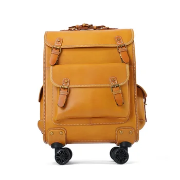 Багажная kutija od prave kože, prtljag na kotačima za odmor, 22-inčni putni kofer, visokokvalitetna putnu torbu-kofer